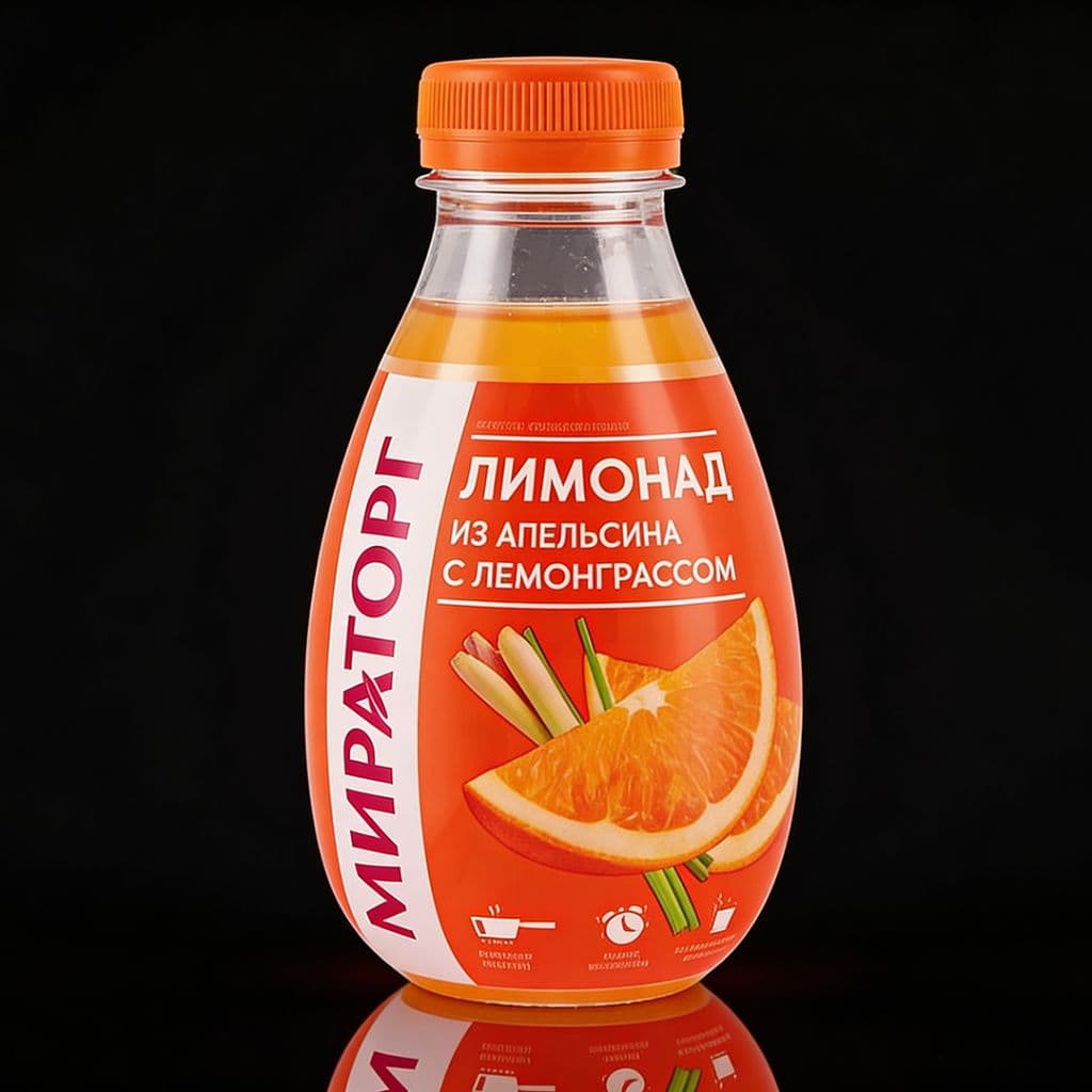 Лимонад "Мираторг" из апельсина с лемонграссом, 370 мл